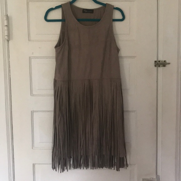 Free People Dresses & Skirts - Light Brown/Tan Suede Fringe Dress